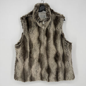 Kristen Blake Faux Fur Reversible Vest Women size XL Brown White